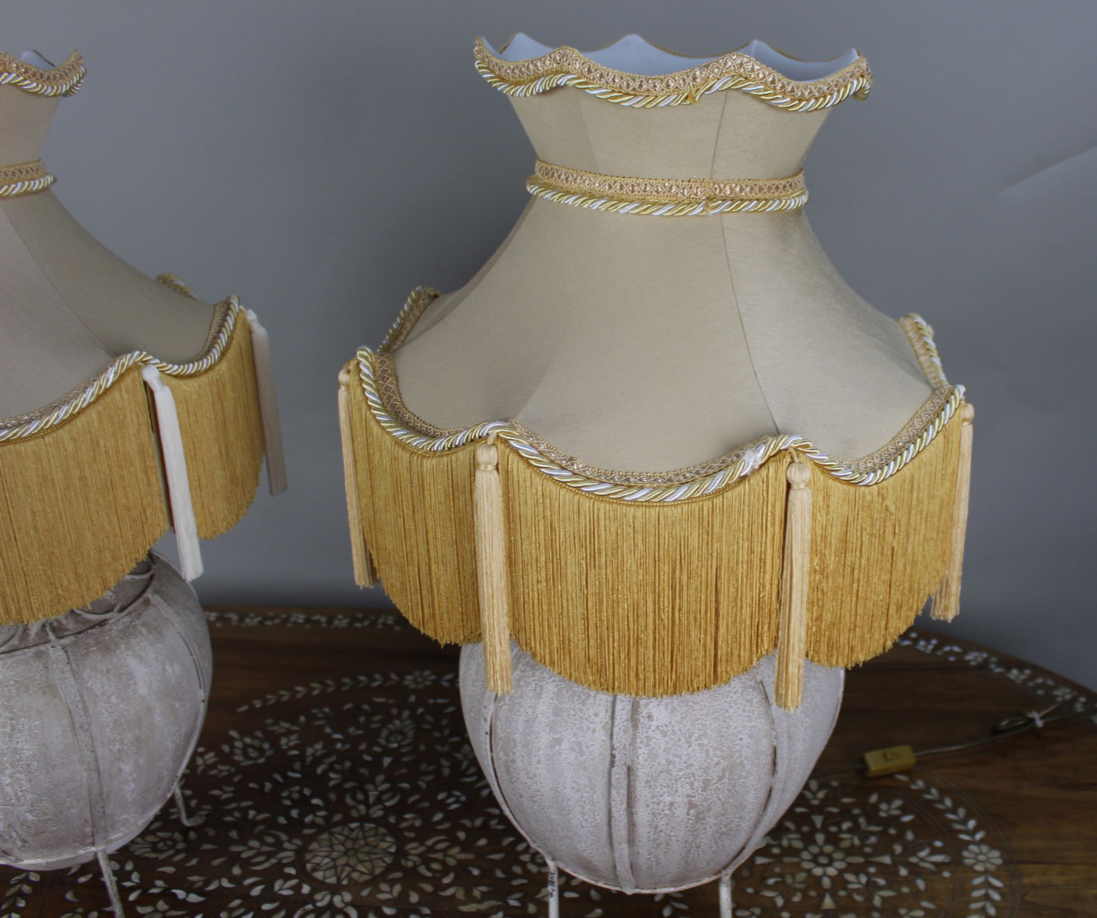 Pair of Large Decorative Table Lamps with Handmade Silk-Lined Shades - 4