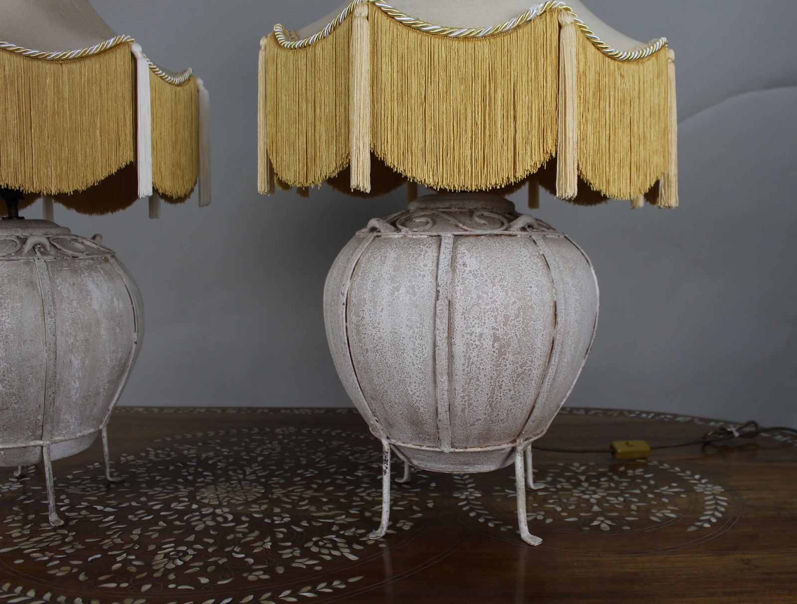 Pair of Large Decorative Table Lamps with Handmade Silk-Lined Shades - 5