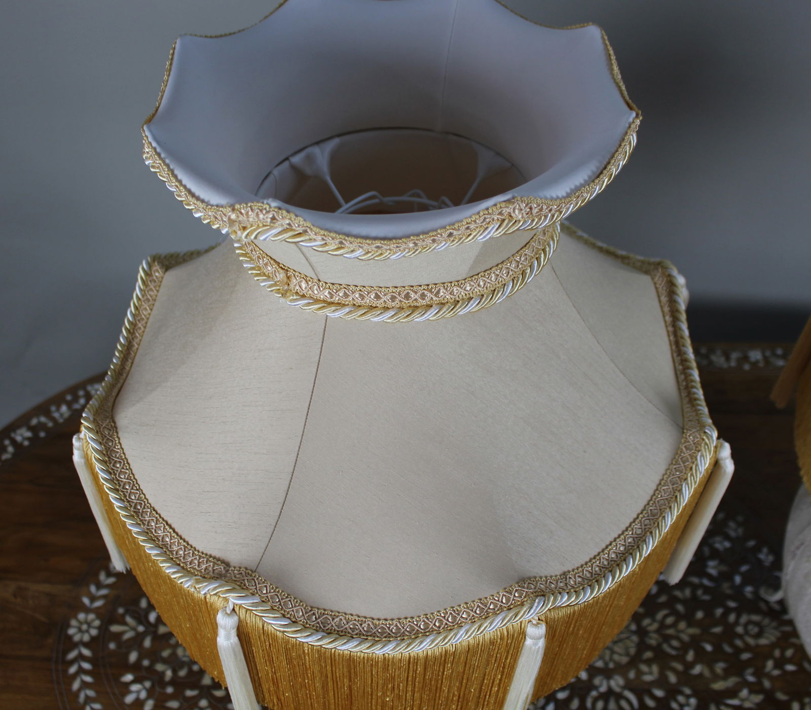 Pair of Large Decorative Table Lamps with Handmade Silk-Lined Shades - 8