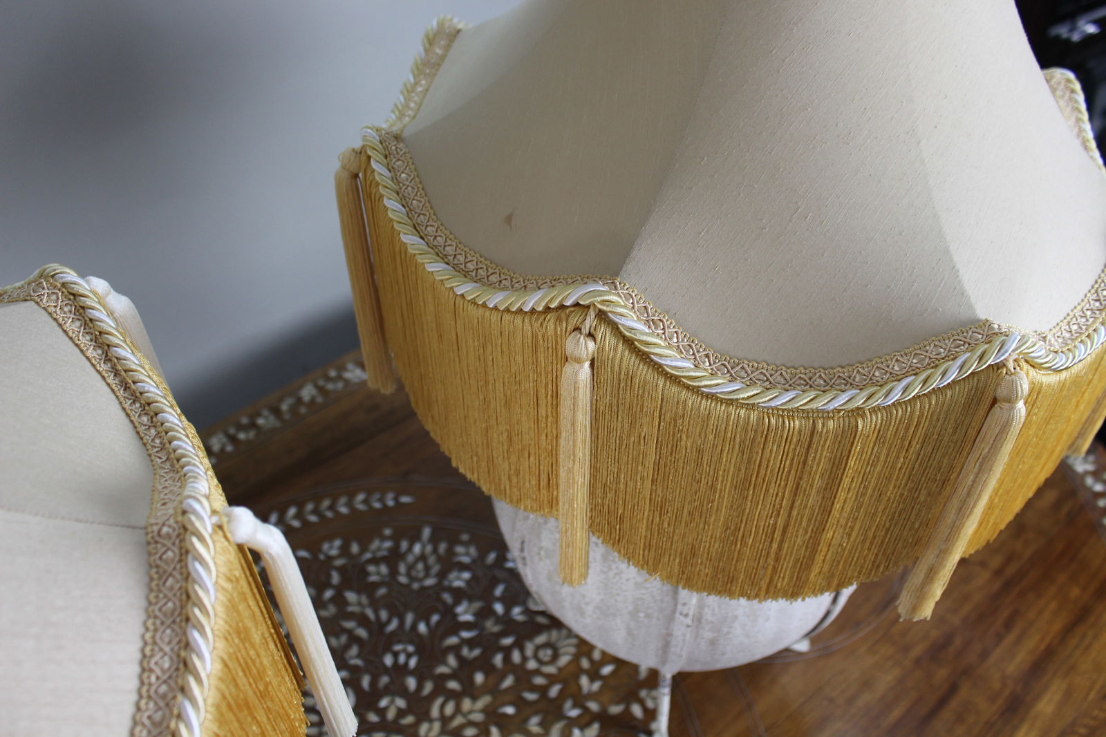 Pair of Large Decorative Table Lamps with Handmade Silk-Lined Shades - 9