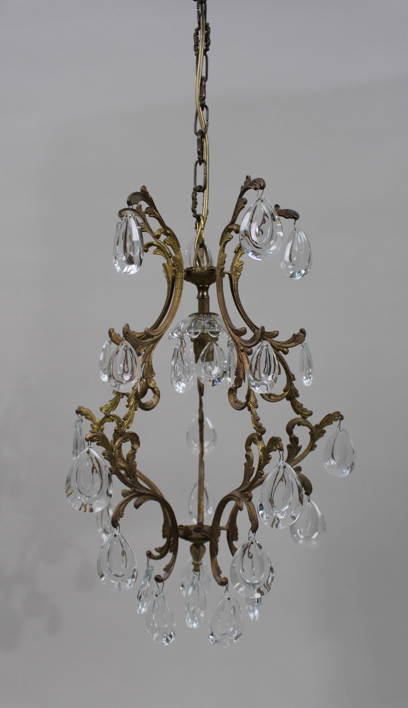 Vintage French Crystal and Gilt Metal Chandelier (1 of 10)