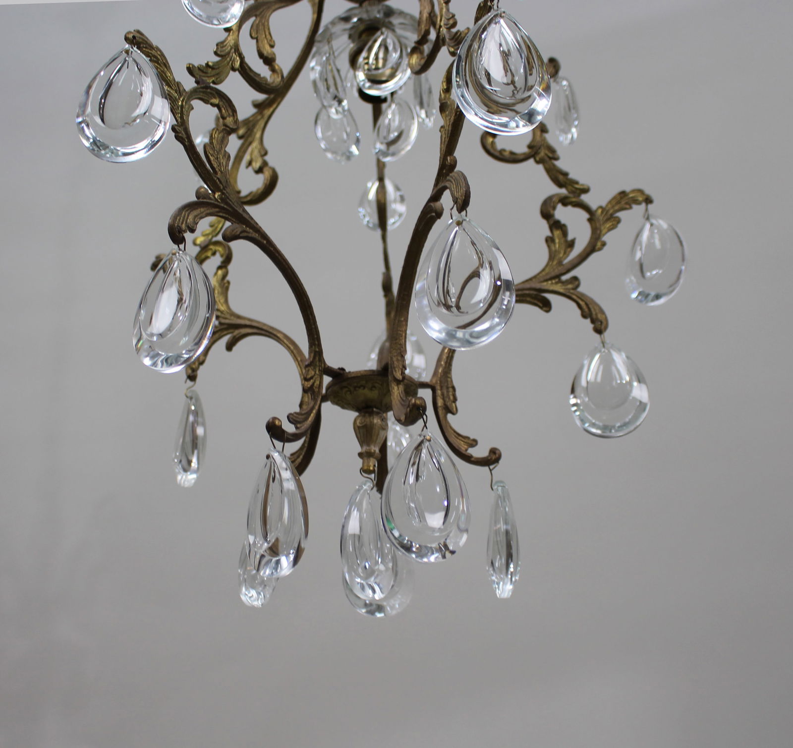 Vintage French Crystal and Gilt Metal Chandelier - 4