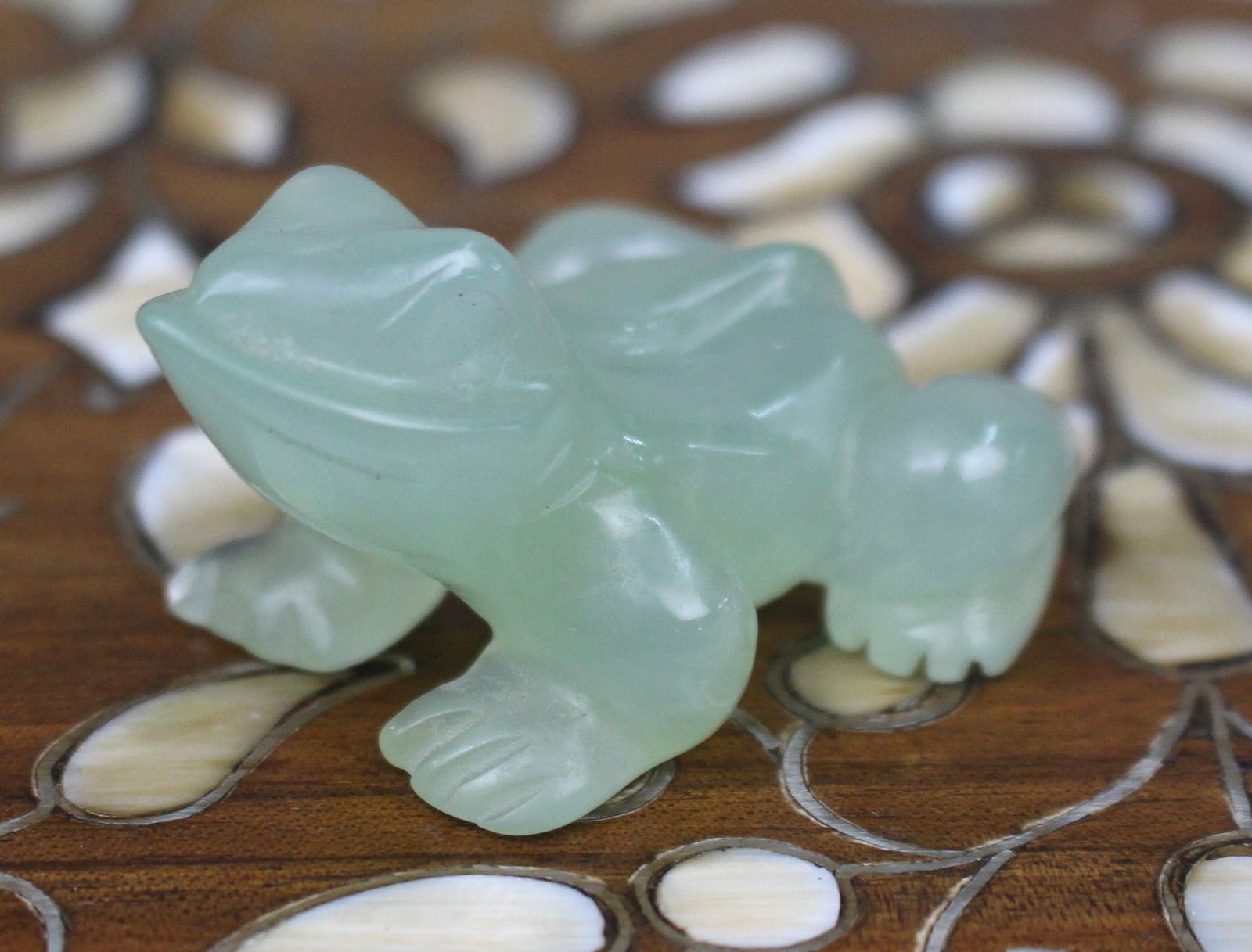 Small Carved Green Stone Frog Ornament (1 of 5)