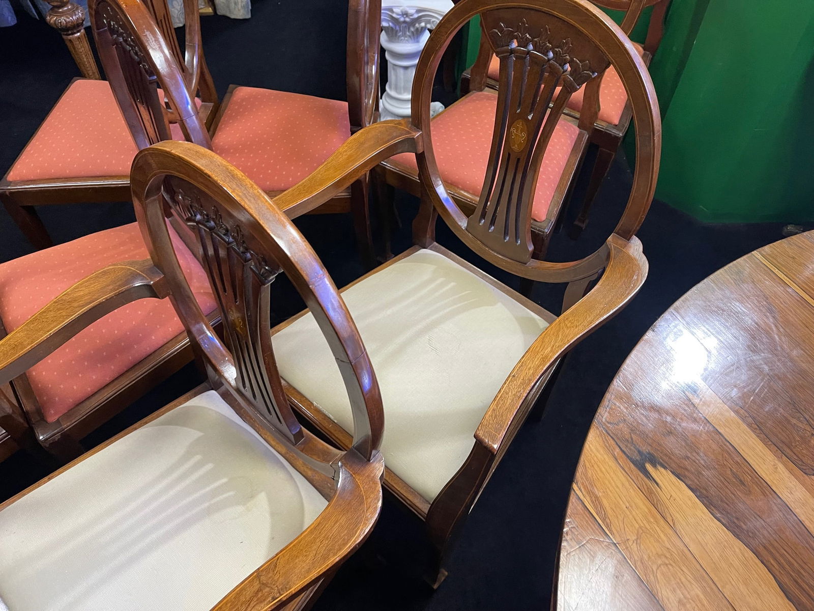 Set of 8 Mahogany Inlaid Dining Chairs - 9