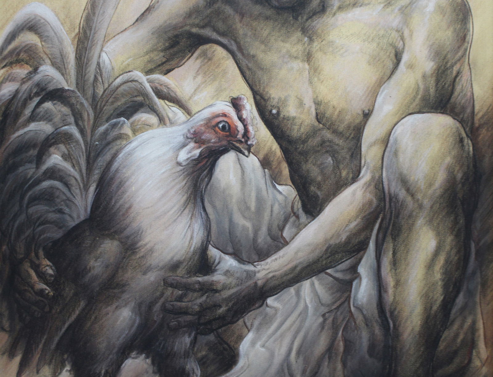 Man & Cockerel by Nyoman Ridi (Indonesian, 1945-) - 3