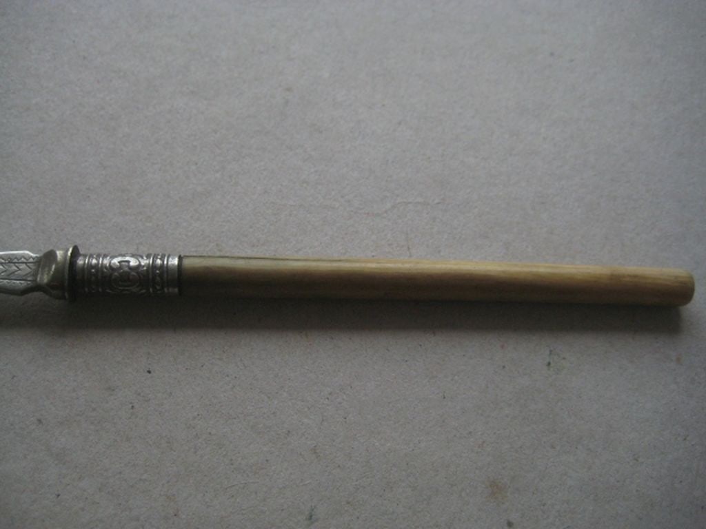 Antique Silver Plated Bone Hafted Pickle Fork - 6