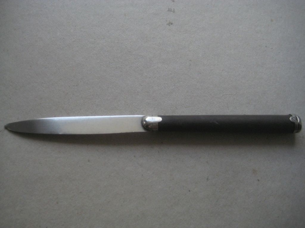 Antique George III Horn Hafted Silver Bladed Knife: Title: Antique George III Horn Hafted Silver Bladed Knife Description: Antique George III Horn Hafted Silver Bladed Knife. The End cap is decorated with a Shell. Length in