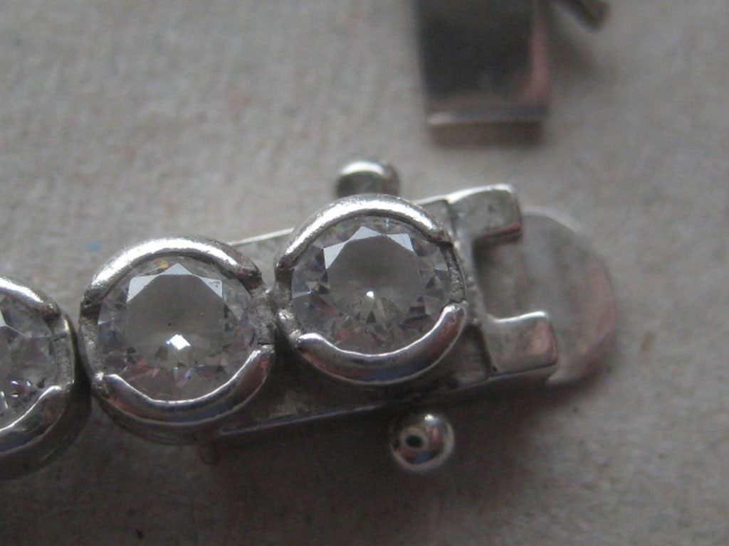 Vintage Sterling Silver Paste Stone Set Tennis Bracelet - 2