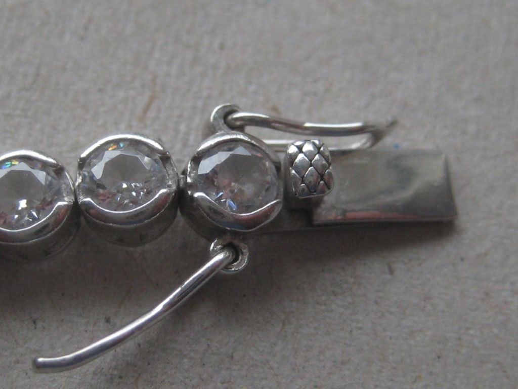 Vintage Sterling Silver Paste Stone Set Tennis Bracelet - 3