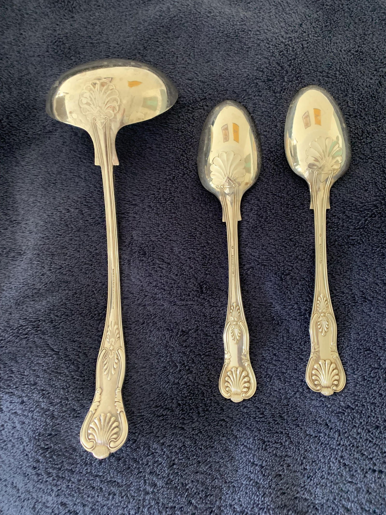 Two Vintage Silver Plate Serving Spoins Plus Large Ladle c 1950’s - 2