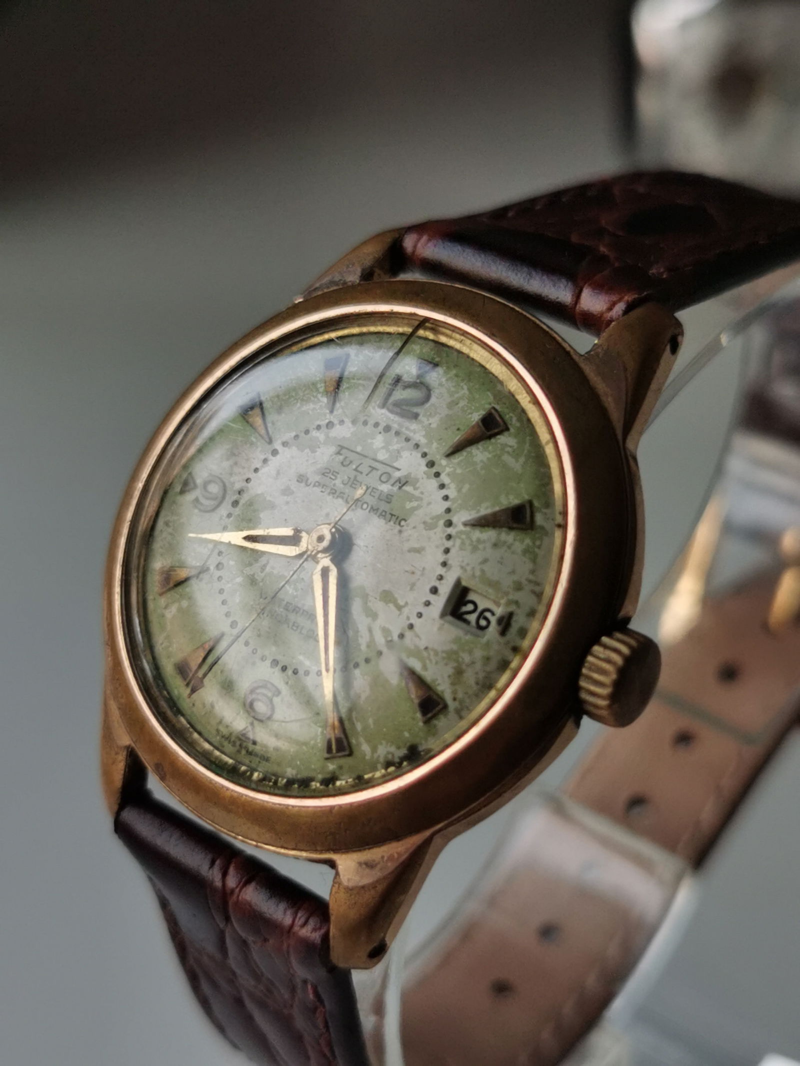 Vintage Rare Fulton (Hamilton) Superautomatic 25J – Tropical Patina - 3