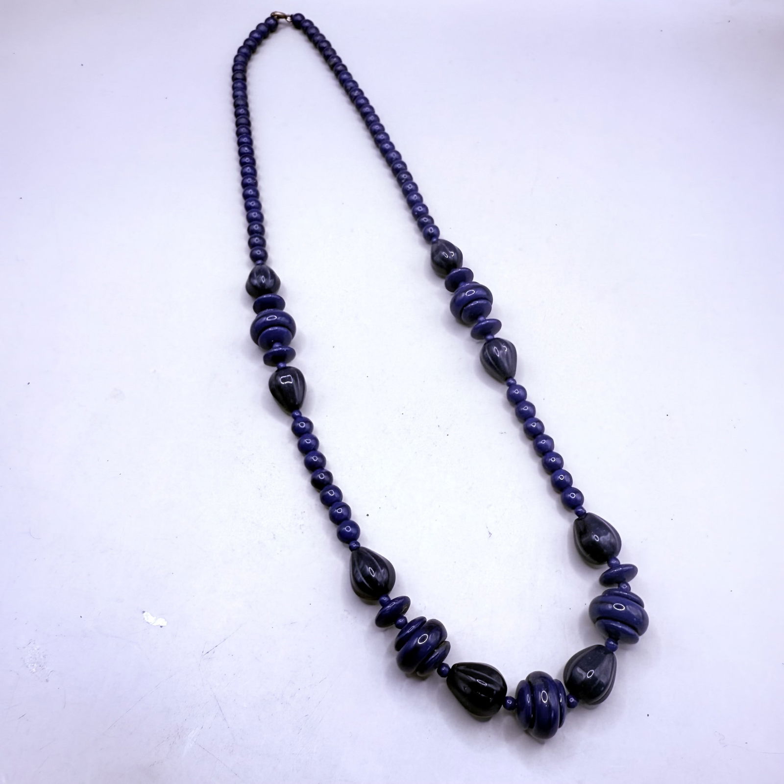 Vintage Lapis Lazuli Bead Necklace 62cm 50g - 2