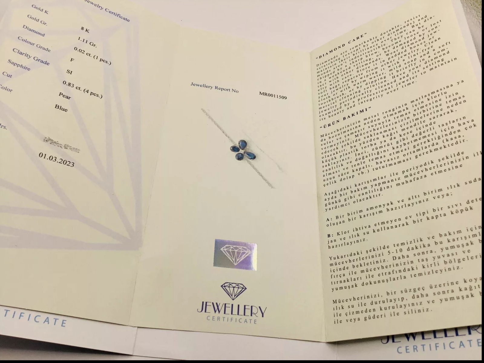 Gorgeous Genuine Tilya Jewellery 8k Blue Sapphire and Diamond Butterfly Minimal Bracelet In 8k Wh... - 3