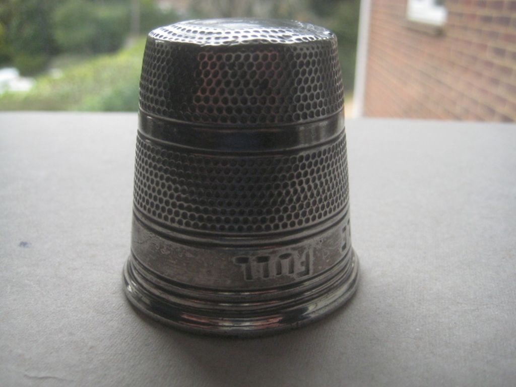 Antique ""Just A Thimble Full"" Large English Pewter Sheffield Shot Drinks Measure - 4
