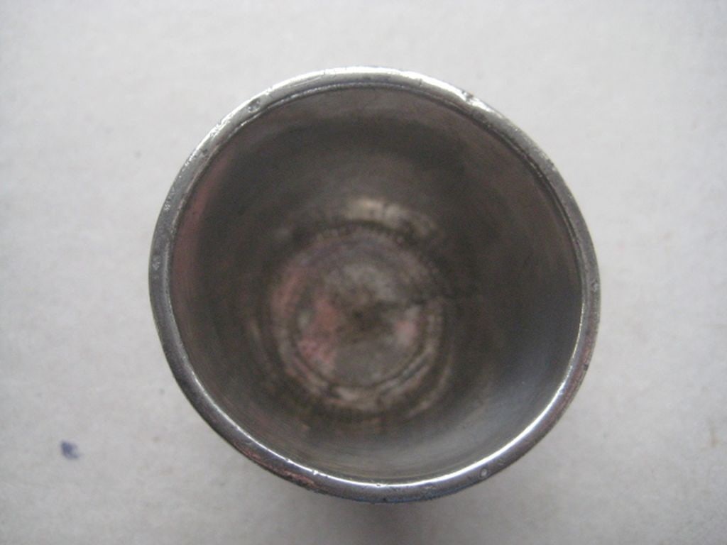 Antique ""Just A Thimble Full"" Large English Pewter Sheffield Shot Drinks Measure - 7