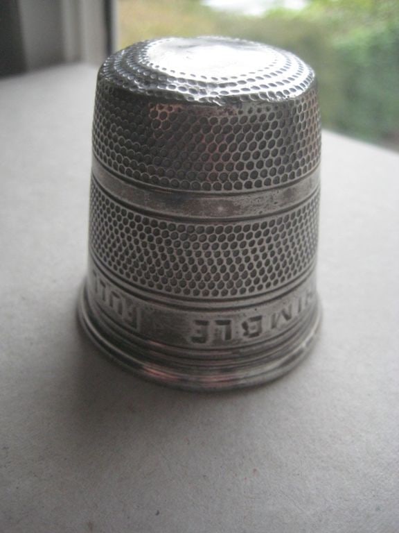 Antique ""Just A Thimble Full"" Large English Pewter Sheffield Shot Drinks Measure - 8