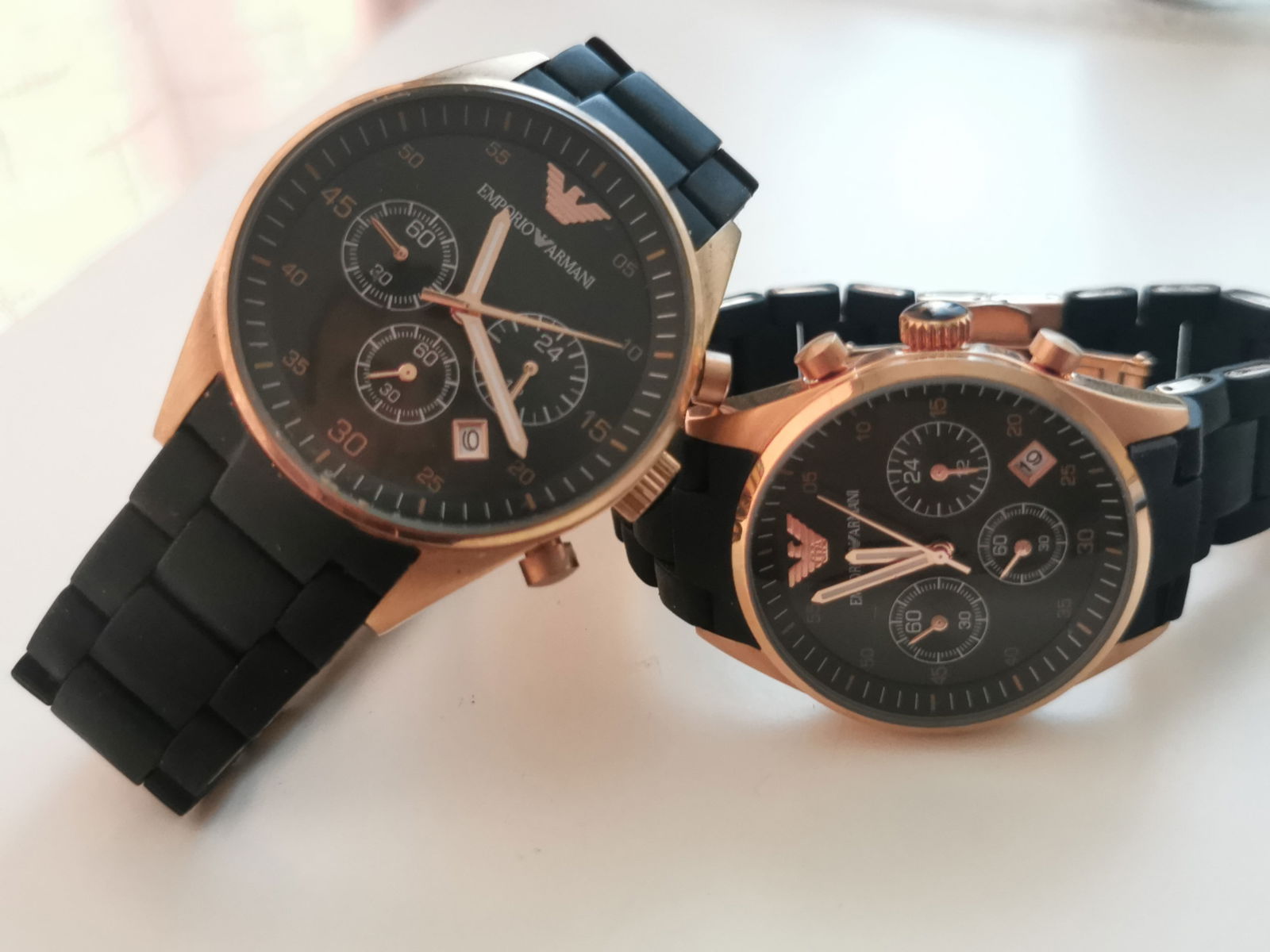 Men's AR5905 Chronograph and The Women's AR5906 Fashion Watch, Both Featuring Black Silicone-Wrap...: Title: Men's AR5905 Chronograph and The Women's AR5906 Fashion Watch, Both Featuring Black Silicone-Wrapped Description: This is for Two watches Men's AR5905 chronograph and the women's AR5906