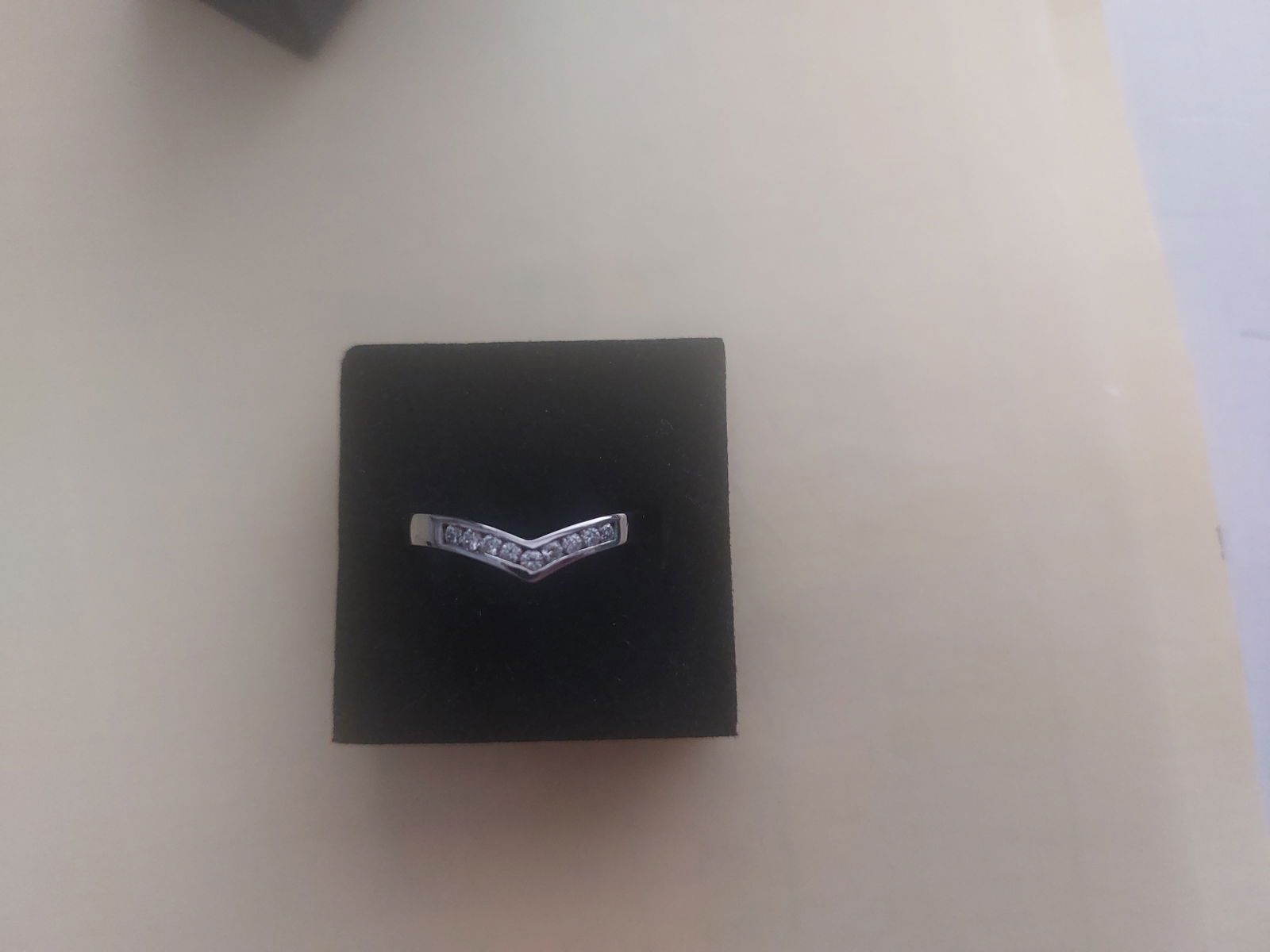 Rhodium Plated Set High Quality CZ Fancy Wishbone Shaped Ring Size P: Title: Rhodium Plated Set High Quality CZ Fancy Wishbone Shaped Ring Size P Description: Ex display rhodium plated set high quality CZ stones set in fancy wishbone shaped wedding/dress