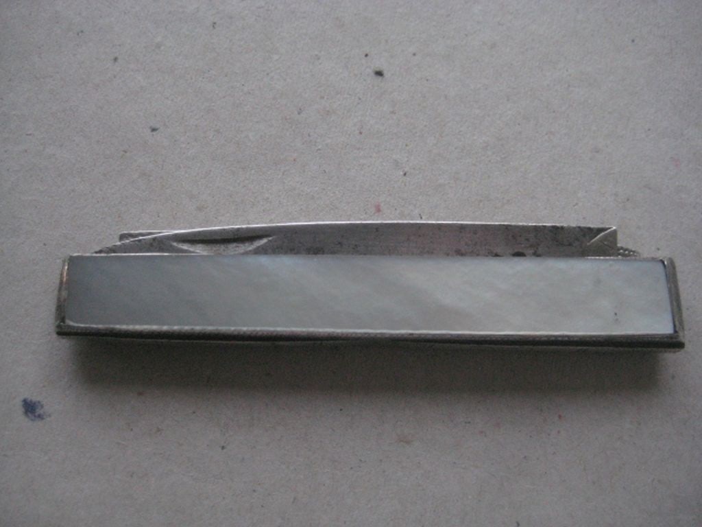 French Mother of Pearl Hafted Silver Twin Bladed Fruit Knife - 13