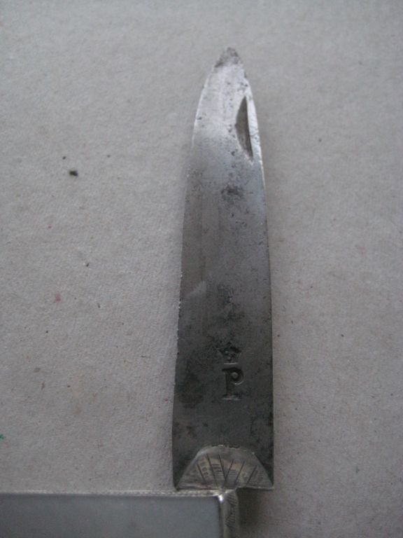 French Mother of Pearl Hafted Silver Twin Bladed Fruit Knife - 5