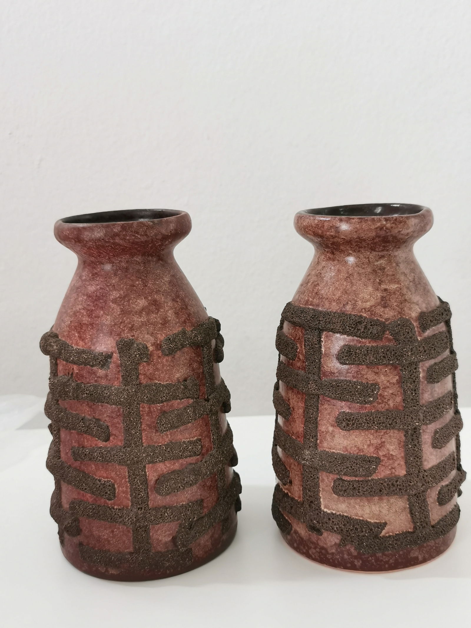 A Pair of Vintage Strehla Keramik Fat Lava Ceramic Vases - 8
