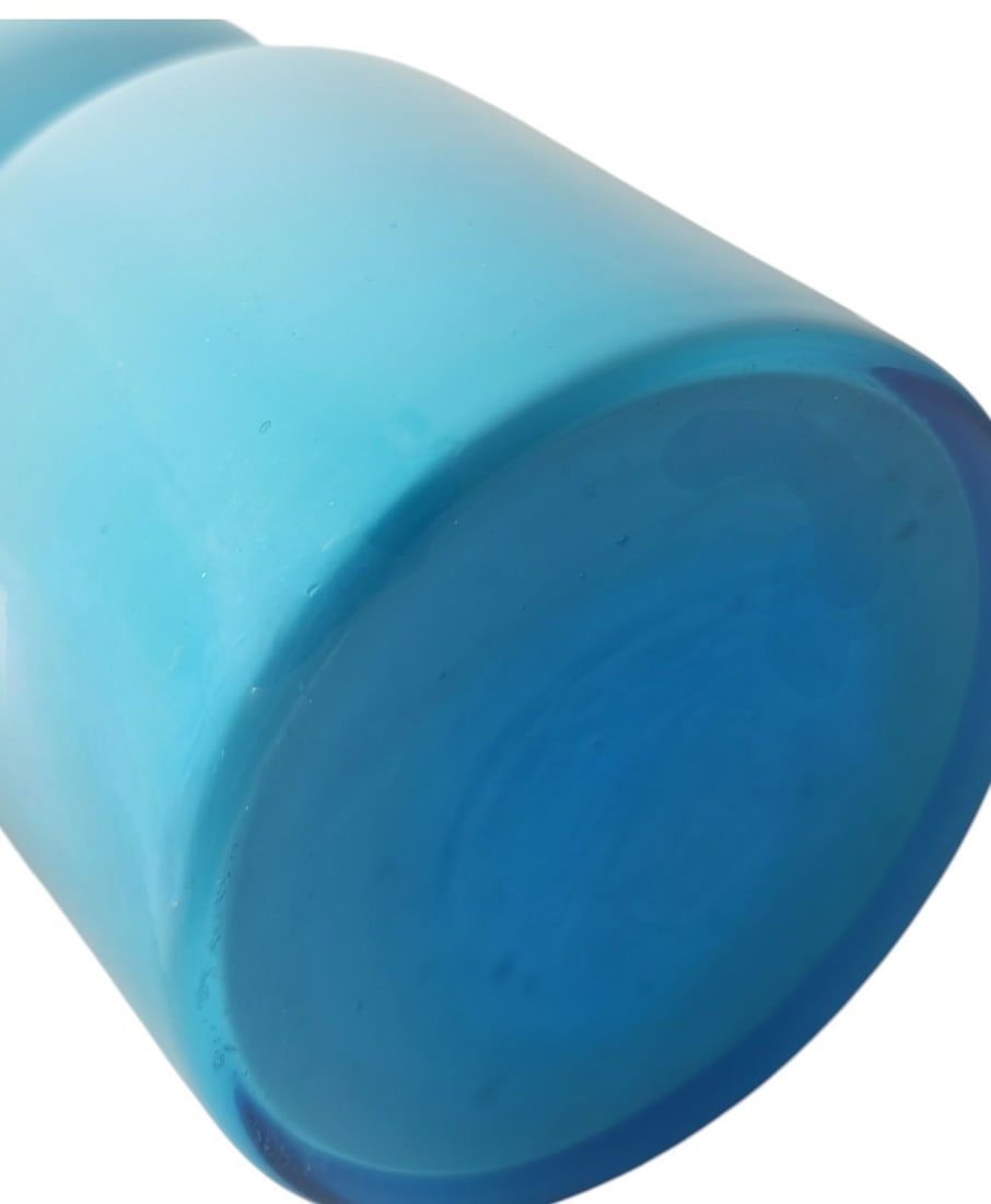 Vintage Mid-Century Empoli Azure Blue Cased Glass Vase - 30cm Tall - Pristine - 2