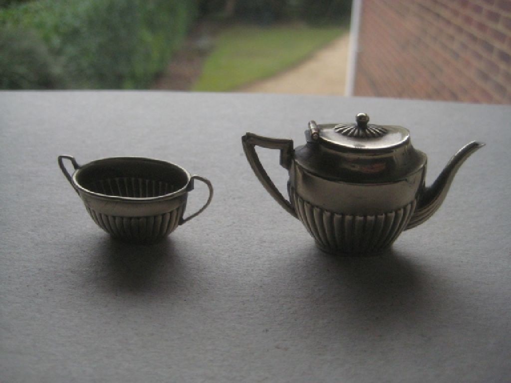 Antique Silver Plated EPNS Miniature Teapot and Sugar Bowl - 2