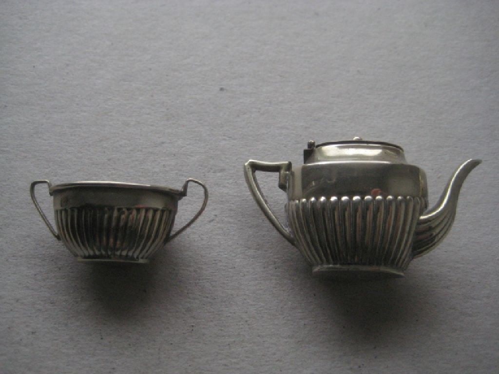 Antique Silver Plated EPNS Miniature Teapot and Sugar Bowl - 3
