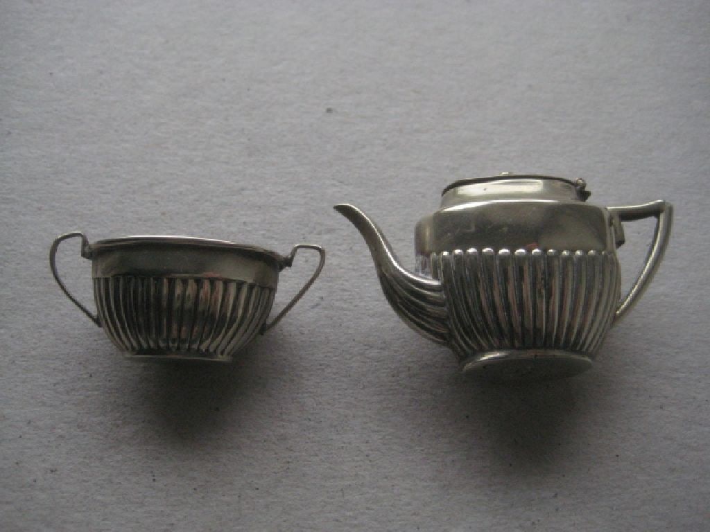 Antique Silver Plated EPNS Miniature Teapot and Sugar Bowl - 4