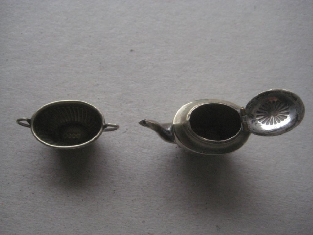 Antique Silver Plated EPNS Miniature Teapot and Sugar Bowl - 7