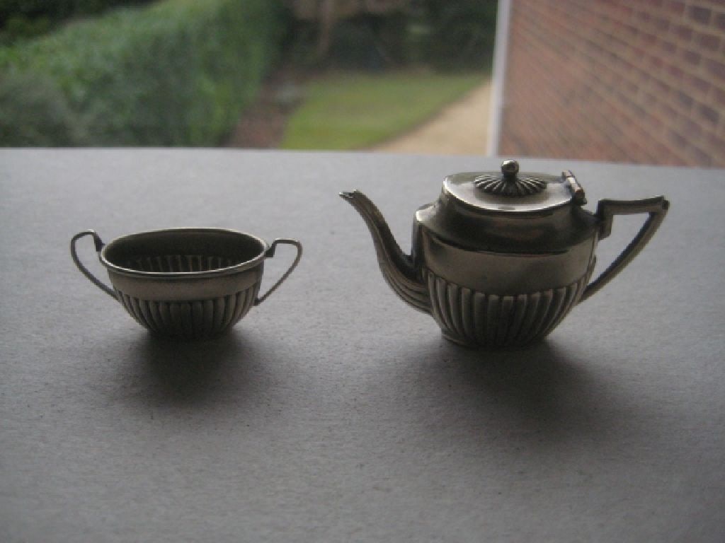 Antique Silver Plated EPNS Miniature Teapot and Sugar Bowl - 8