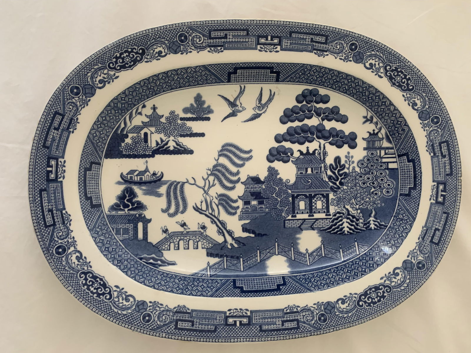 Antique Wedgwood Etruria Serving Dish c1920’s: Title: Antique Wedgwood Etruria Serving Dish c1920’s Description: Antique Wedgwood Etruria Willow Serving Dish c1920’s -Oval 12.5” long, 9.5” wide. Bruise hidden