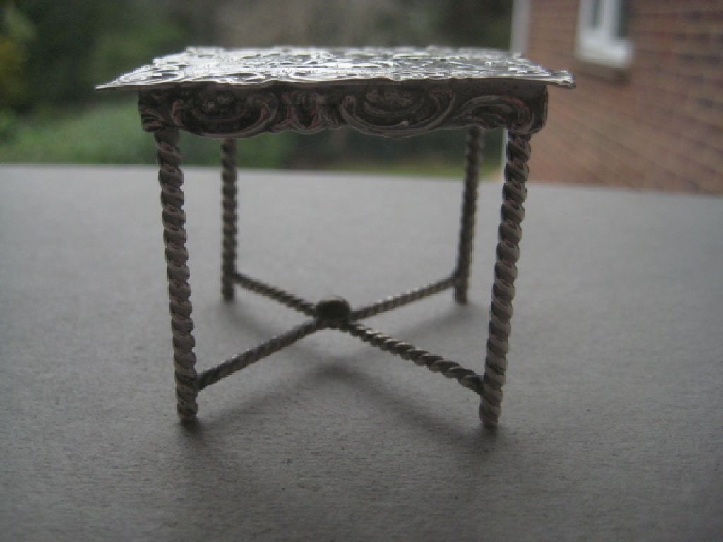 Antique Dutch Silver Miniature Table - 14