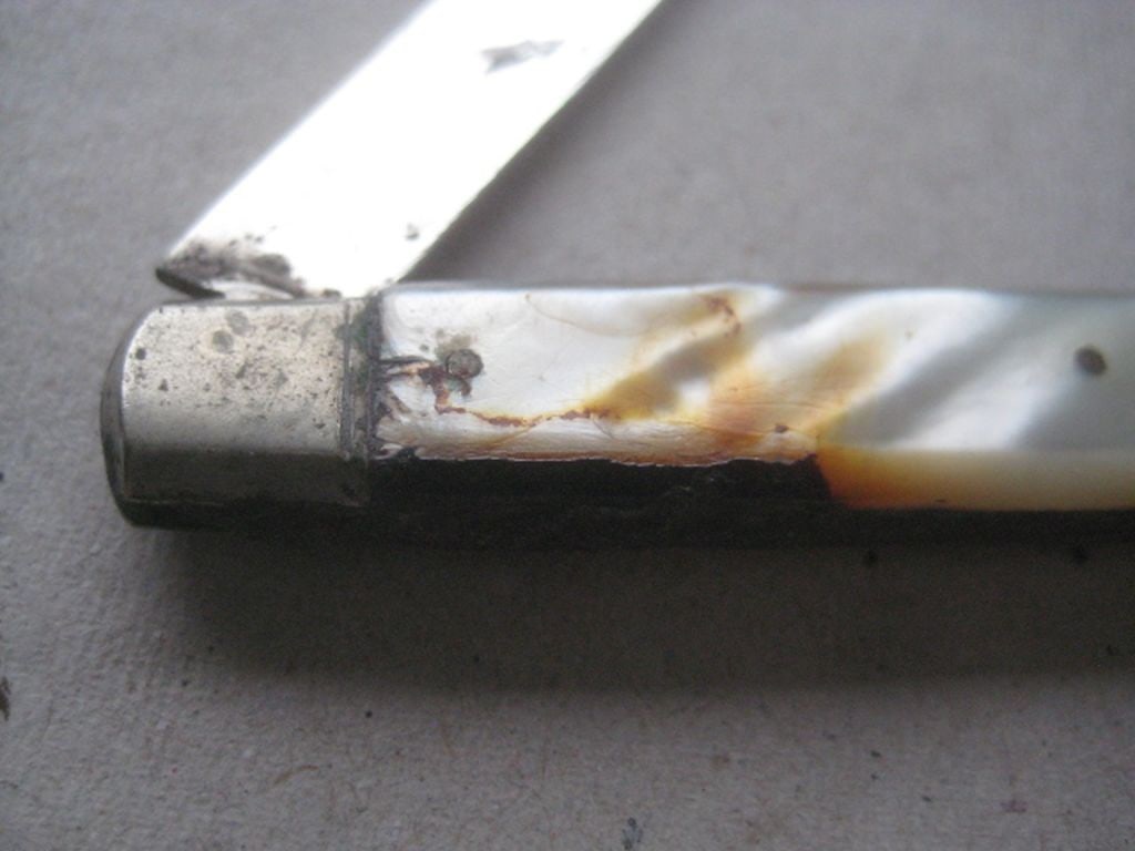 George V Mother of Pearl Hafted Silver Bladed Fruit Knife - 3