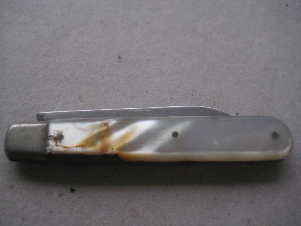 George V Mother of Pearl Hafted Silver Bladed Fruit Knife - 7