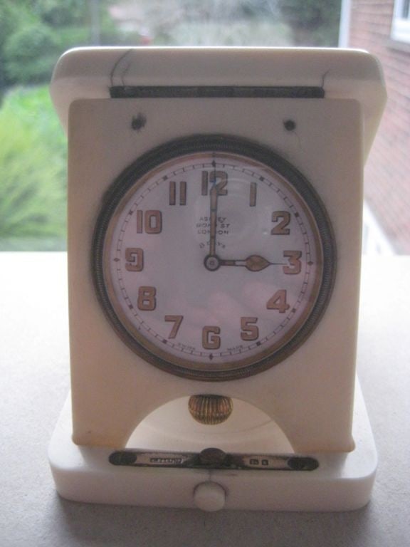 Vintage Asprey 8 Day Silver Mounted Folding Travel Clock, London 1927: Title: Vintage Asprey 8 Day Silver Mounted Folding Travel Clock, London 1927 Description: Rare Asprey 8 Day Silver Mounted Folding Travel Clock. Hallmarked for London 1927, the makers name is