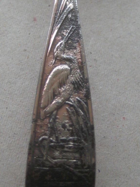 Antique Copper Heron and Salmon Decorated Fish Tongs - 3