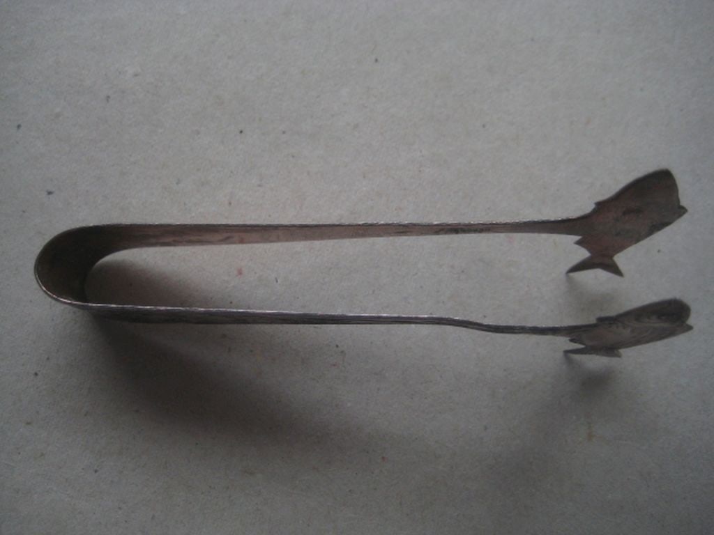 Antique Copper Heron and Salmon Decorated Fish Tongs - 7