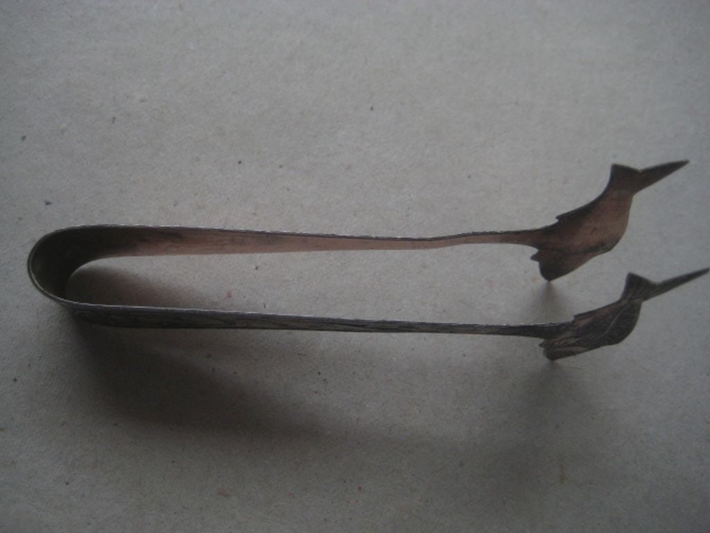 Antique Copper Heron and Salmon Decorated Fish Tongs - 8