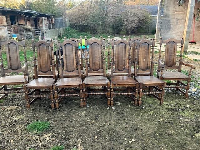Oak Refectory Table and 12 Chairs - 6