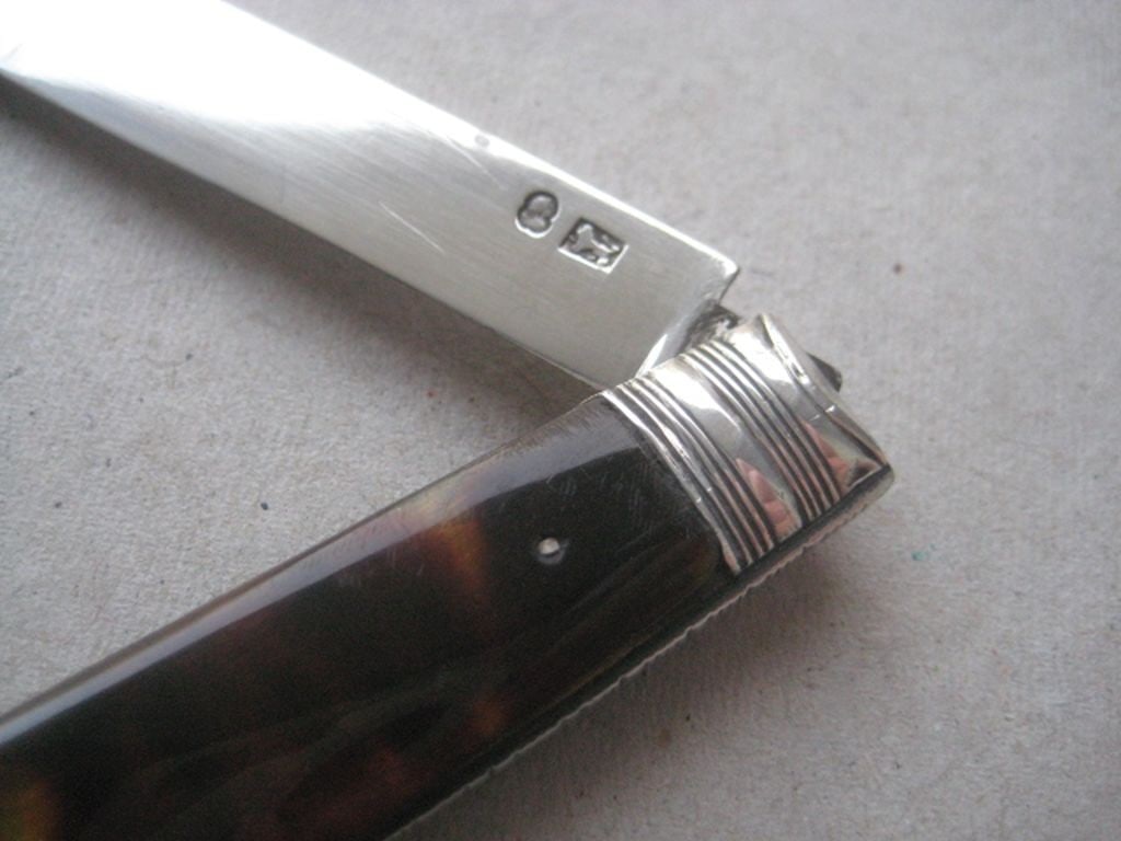 Antique George III Silver Folding Fruit Knife - 4