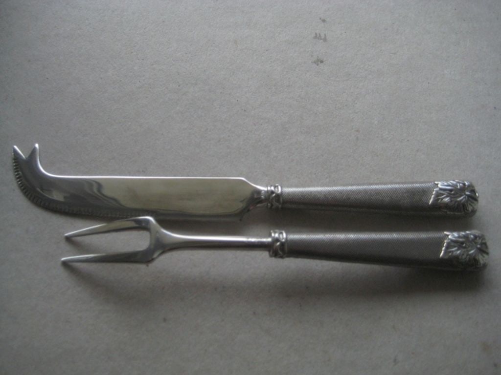 Vintage Silver Plated Silea Cheese Knife and Fork Set (1 of 9)