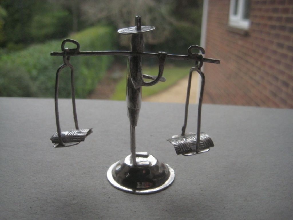 Chinese Miniature White Metal Gentleman Carrying Cheese - 2