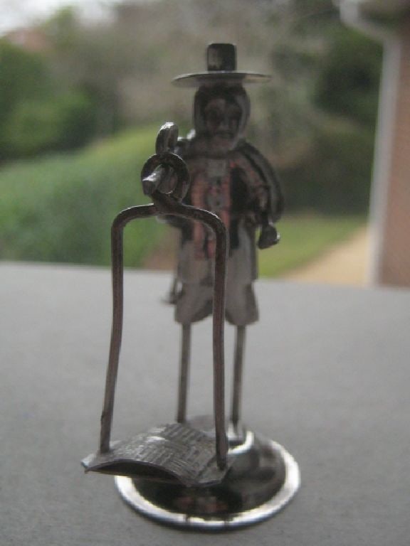 Chinese Miniature White Metal Gentleman Carrying Cheese - 3