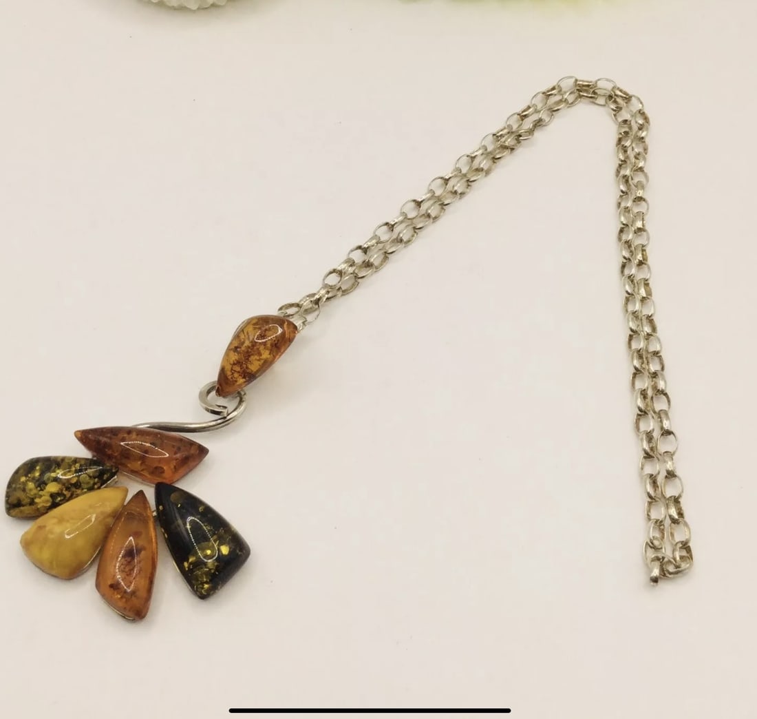 Vintage 925 Silver Large Modernest Tri Colour Amber Pendant Necklace L52"" 40gm Pendant 75mm: Title: Vintage 925 Silver Large Modernest Tri Colour Amber Pendant Necklace L52"" 40gm Pendant 75mm Description: Vintage 925 Silver Large Modernest Tri Colour Amber Pendant Necklace 