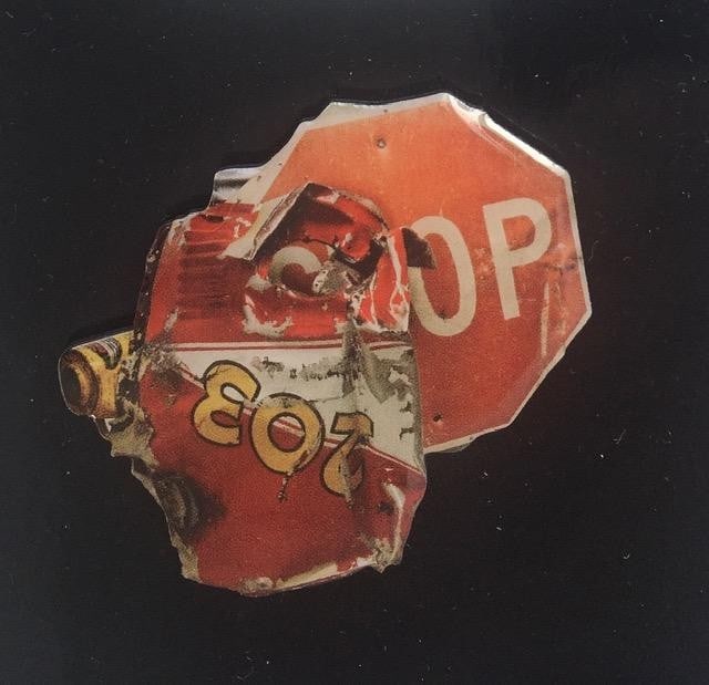 Robert Rauschenberg (b 1925 - 08) ‘Stop Side Early Winter Glut’ Enamel Badge, Discontinu - 4