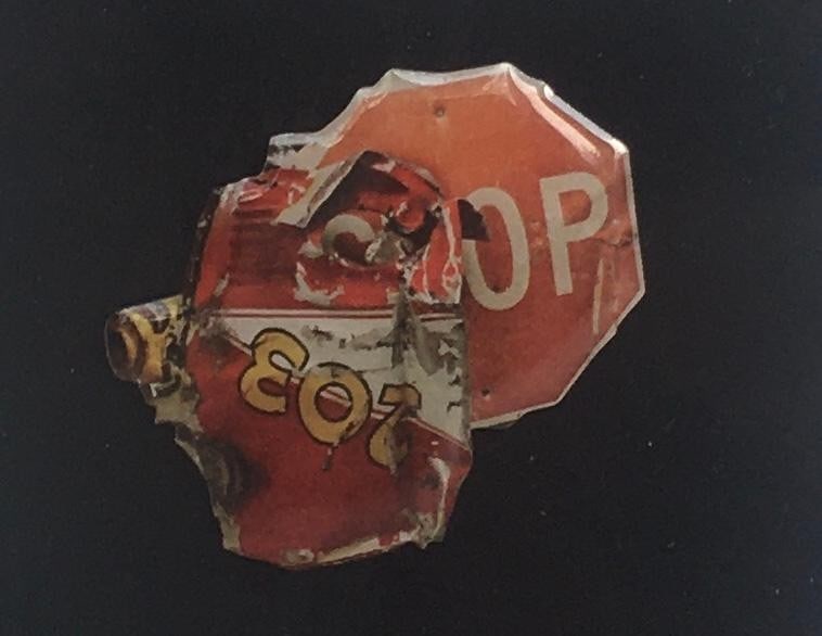 Robert Rauschenberg (b 1925 - 08) ‘Stop Side Early Winter Glut’ Enamel Badge, Discontinu - 5