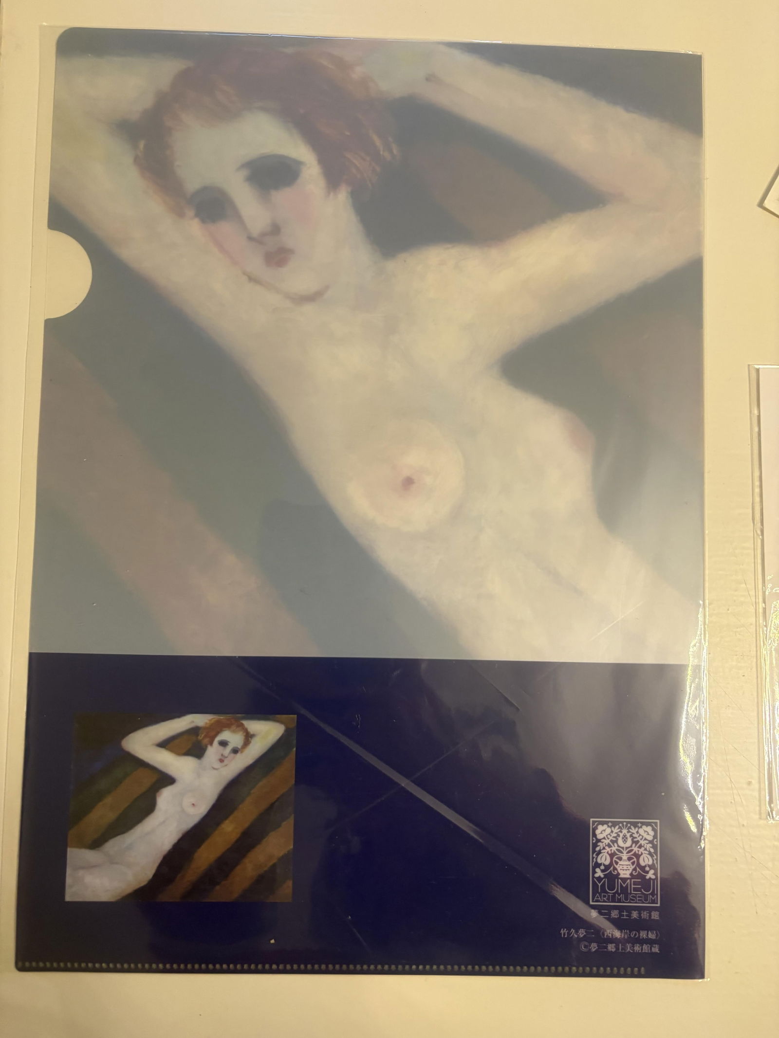 Takehisa Yumeji Clear File Folder: Title: Takehisa Yumeji Clear File Folder Description: Clear file folder featuring artwork of the Japanese artist Takehisa Yumeji It is titled NudeWoman on the West Coast The folder