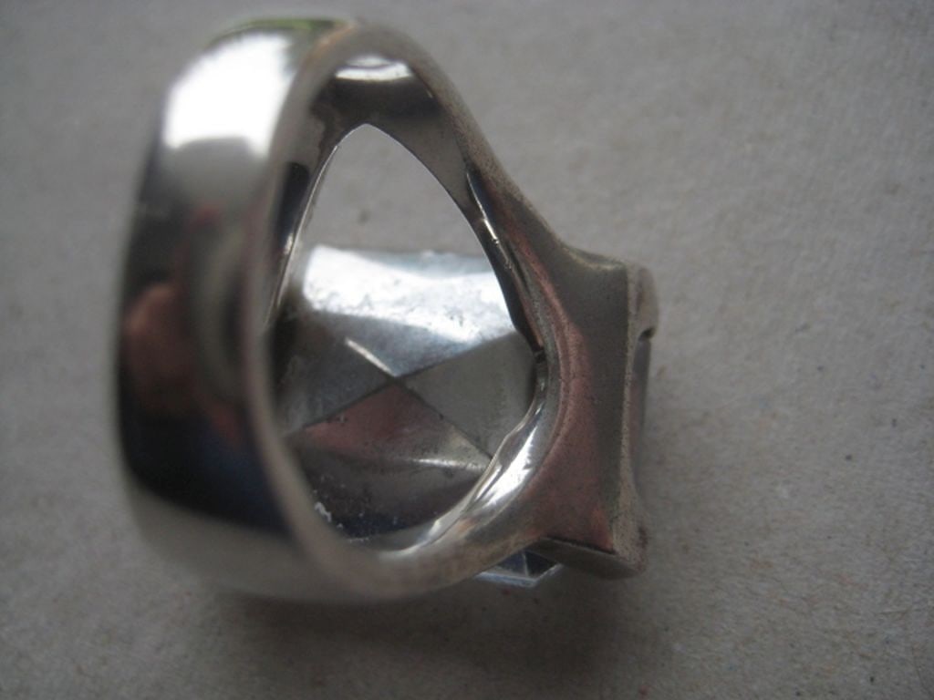 Vintage Sterling Silver Paste Stone Set Ring - 5
