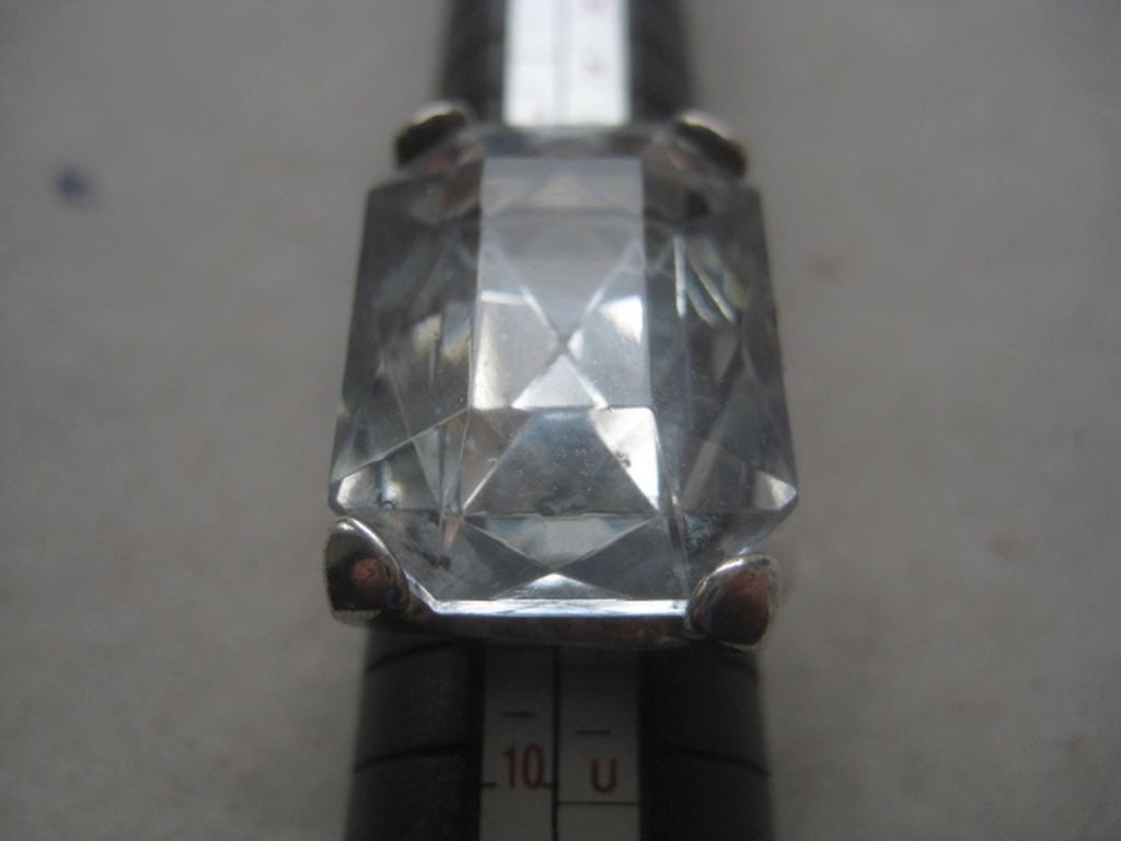 Vintage Sterling Silver Paste Stone Set Ring - 6